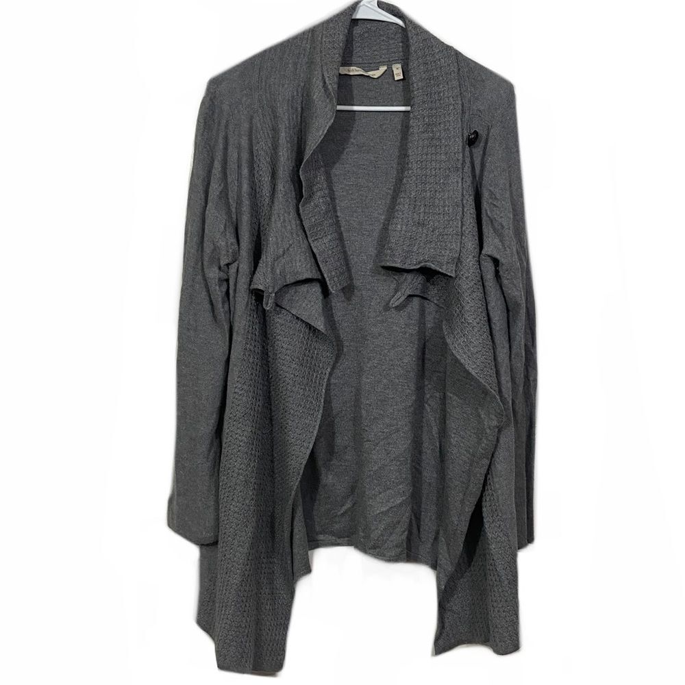Soft Surroundings Grey Knit Waterfall Cardigan